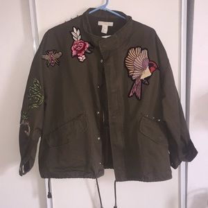 Green Military Jacket with Patches!